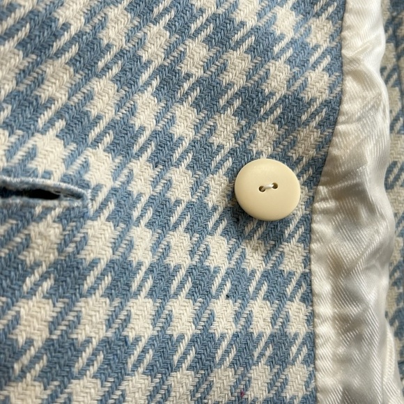 Zara Houndstooth Double-Breasted Blazer Jacket in Blue ASO Princess Kate Sz XL - Picture 16 of 16